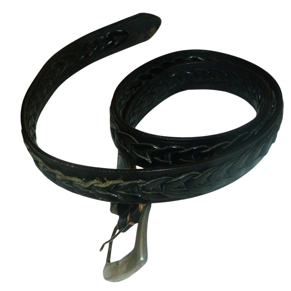 Full Grain Cowhide Black Braided Leather Belt Mens‎ Size 40 Argentina